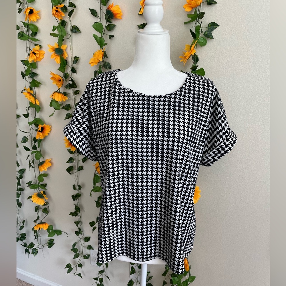 Melloday Houndstooth Blouse